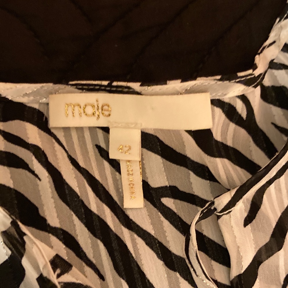 Maje Ribou Zebra-Print Ruffle Midi Dress - Picture 5 of 9